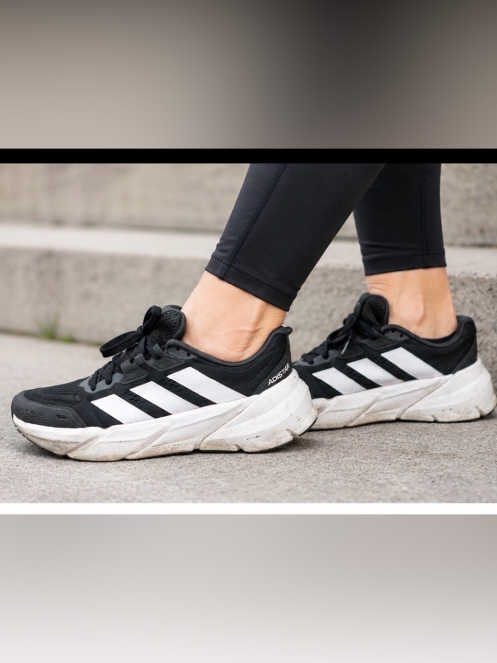 Adidas Adistar Running Shoe Women’s Black White Cushioned Road Running Sneakers